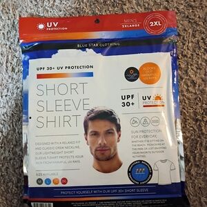 Blue Star Clothing, Men's Short Sleeve Shirt, 2XL, Blue, NIP, UPF 30+ Breathable